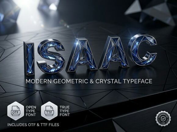 Isaac: A Geometric Crystal Typeface for Modern Design